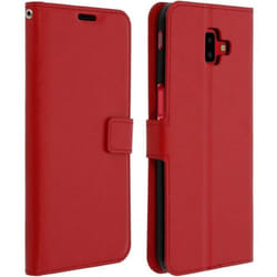 Housse pour Samsung Galaxy J6 Plus - AVIZAR - Étui Portefeuille - Éco cuir - Support Vidéo - Rouge