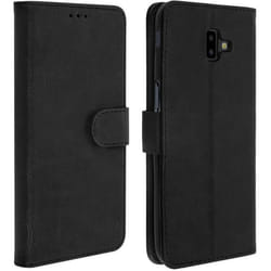 Housse pour Samsung Galaxy J6 Plus - AVIZAR - Etui Clapet - Silicone gel - Aimantée - Noir