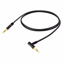 Câble Audio Jack 3.5 mm - Noir - Mâle-Mâle - Embout coudé 90° - 1m - Qualité audio optimale