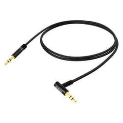 Câble Audio Jack 3.5 mm - Noir - Mâle-Mâle - Embout coudé 90° - 1m - Qualité audio optimale