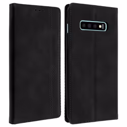 Housse - AVIZAR - Samsung Galaxy S10 - Étui Folio - 2 Portes Cartes - Fonction Support - Noir