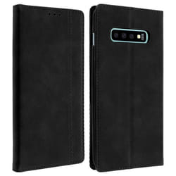 Housse - AVIZAR - Samsung Galaxy S10 - Étui Folio - 2 Portes Cartes - Fonction Support - Noir