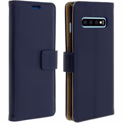Étui pour Samsung Galaxy S10 - AVIZAR - Housse Clapet - Éco-cuir - Bleu nuit - Fonction Support