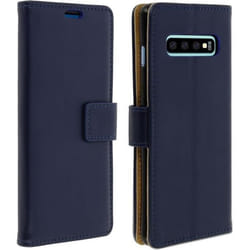 Étui pour Samsung Galaxy S10 - AVIZAR - Housse Clapet - Éco-cuir - Bleu nuit - Fonction Support