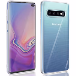 Coque et Film de Protection - AVIZAR - Samsung Galaxy S10 Plus - Silicone Gel - Verre Trempé - Transparent