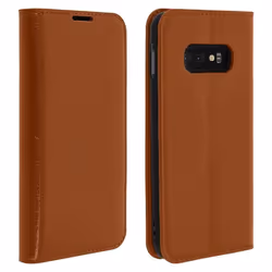 Étui pour Samsung Galaxy S10e - AVIZAR - Housse Folio Cuir - Support Vidéo - Marron - Semi-rigide