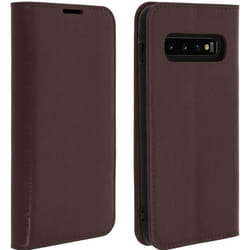 Étui pour Samsung Galaxy S10 Plus - AVIZAR - Housse Folio Cuir - Marron - Support Vidéo - Compartiments cartes