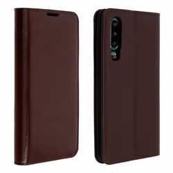 Étui - AVIZAR - Huawei P30 - Cuir véritable - Support vidéo - Marron