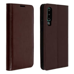 Étui - AVIZAR - Huawei P30 - Cuir véritable - Support vidéo - Marron