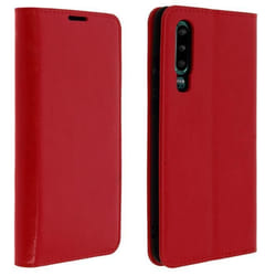 Étui Huawei P30 - AVIZAR - Housse Folio Cuir - Support Vidéo - Rouge - Protection Intégrale
