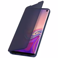 Housse pour Samsung Galaxy S10 - AVIZAR - Étui Miroir - Clapet Translucide - Stand Vidéo - Bleu Nuit