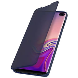 Housse pour Samsung Galaxy S10 Plus - AVIZAR - Étui Miroir - Clapet translucide - Coque semi-rigide - Bleu nuit
