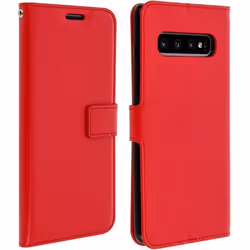 Housse pour Samsung Galaxy S10 Plus Étui Folio Portefeuille Support Vidéo - rouge