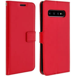 Housse pour Samsung Galaxy S10 Plus Étui Folio Portefeuille Support Vidéo - rouge