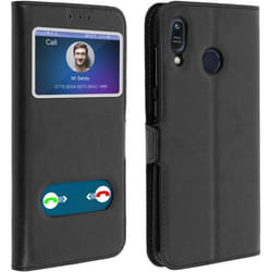 Housse - AVIZAR - Asus Zenfone Max M1 ZB555KL - Silicone Noir - Double Fenêtre - Support Intégré