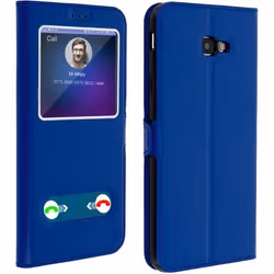 Etui Folio - AVIZAR - Samsung Galaxy J4 Plus - Double Fenêtre - Fonction Support - Bleu