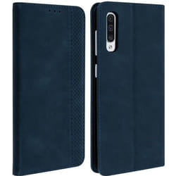 Housse pour Samsung Galaxy A50 - AVIZAR - Etui Souple - Bleu nuit - Vintage - Aimantée