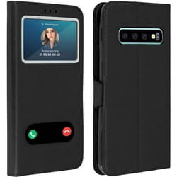 Etui Folio - Samsung - Galaxy S10 - Double Fenêtre - Fonction Support - Noir