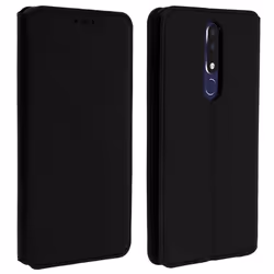 Housse - AVIZAR - Nokia 3.1 Plus - Étui folio - Éco-cuir - Fonction support - Noir