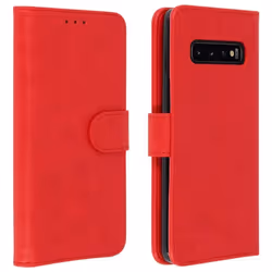 Housse pour Samsung Galaxy S10 - AVIZAR - Étui Portefeuille Rouge - Silicone Gel - Support Vidéo - Aimantée