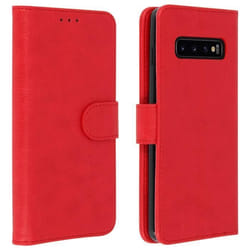 Housse pour Samsung Galaxy S10 - AVIZAR - Étui Portefeuille Rouge - Silicone Gel - Support Vidéo - Aimantée
