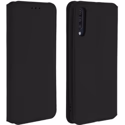 Housse pour Samsung Galaxy A50 - AVIZAR - Étui Folio Portefeuille - Éco-cuir - Noir - Fonction Support