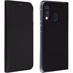 Housse pour Samsung Galaxy A40 - AVIZAR - Étui Rigide Antichocs - Noir - Porte-carte - Coque Lisse