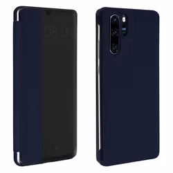 Housse - AVIZAR - Huawei P30 Pro - Coque Rigide - Étui Grande Fenêtre - Bleu Nuit