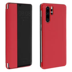 Housse - AVIZAR - Huawei P30 Pro - Étui Rigide - Grande Fenêtre Translucide - Rouge