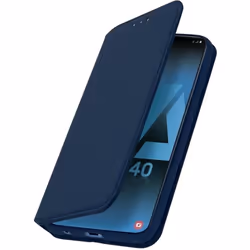 Housse pour Samsung Galaxy A40 - AVIZAR - Étui Folio Portefeuille - Éco-cuir - Bleu nuit - Fonction Support