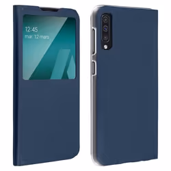 Housse pour Samsung Galaxy A50 - AVIZAR - Etui à Clapet - Fenêtre daffichage - Coque Souple - Bleu nuit