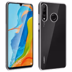 Coque et film de protection - AVIZAR - Huawei P30 Lite - Silicone gel - Verre trempé - Transparent blanc