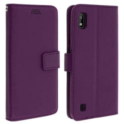 Housse pour Samsung Galaxy A10 - AVIZAR - Etui Folio - Éco-cuir - Support Vidéo - Violet