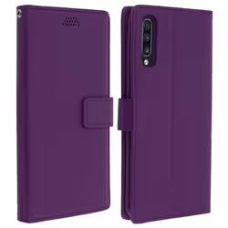 Housse pour Samsung Galaxy A70 - AVIZAR - Étui Portefeuille - Éco-cuir - Support Vidéo - Porte-carte violet