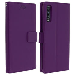 Housse pour Samsung Galaxy A70 - AVIZAR - Étui Portefeuille - Éco-cuir - Support Vidéo - Porte-carte violet