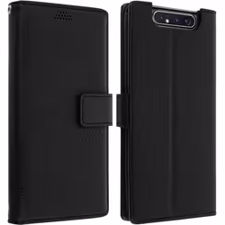 Housse pour Samsung Galaxy A80 - AVIZAR - Étui Folio Portefeuille - Éco-cuir - Support Vidéo - Noir