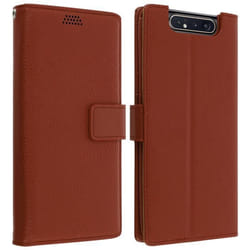 Housse pour Samsung Galaxy A80 Étui Folio Soft Touch Support Vidéo marron