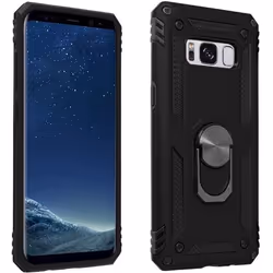Coque - AVIZAR - Samsung Galaxy S8 - Bi matière - Bague de maintien - Support vidéo noir