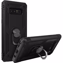 Coque - AVIZAR - Galaxy Note 8 - Bi-matières - Bague de maintien - Support vidéo noir