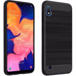 Coque - AVIZAR - Samsung Galaxy A10 - Silicone Gel - Finition Carbone - Effet Métal Brossé