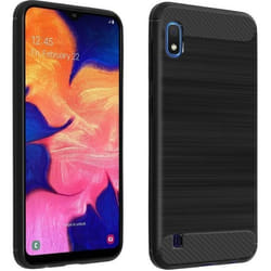 Coque - AVIZAR - Samsung Galaxy A10 - Silicone Gel - Finition Carbone - Effet Métal Brossé