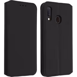 Housse pour Samsung Galaxy A20e - AVIZAR - Étui Folio - Éco-cuir - Fonction Support Vidéo - Noir