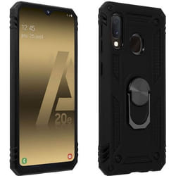 Coque pour Samsung Galaxy A20e - AVIZAR - Bi-matière - Noir - Support Vidéo - Semi-rigide