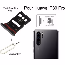 Tiroir Carte Sim et Nano Memory - Huawei - P30 Pro - Installation Simple - Noir - 10g