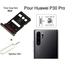 Tiroir Carte Sim et Nano Memory - Huawei - P30 Pro - Installation Simple - Noir - 10g
