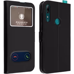 Housse - AVIZAR - Huawei P Smart Z/Y9 Prime 2019 - Double Fenêtre - Fonction Support - Noir