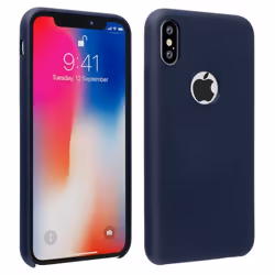 Coque de protection - AVIZAR - iPhone X / XS - Silicone semi-rigide - Bleu nuit - Soft Touch