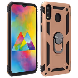 Coque - AVIZAR - Samsung Galaxy M20 - Bi-matières - Rigide et souple - Support vidéo rose gold