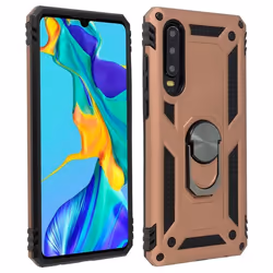 Coque - AVIZAR - Huawei P30 - Bi-matières - Rose gold - Bague support vidéo
