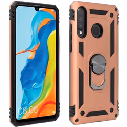 Coque - AVIZAR - P30 Lite - Bi-matières - Rose gold - Bague support vidéo